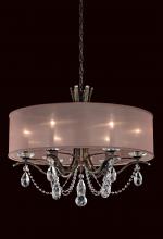  VA8306N-48R1 - Vesca 6 Light 120V Chandelier in Antique Silver with Clear Radiance Crystal and White Shade