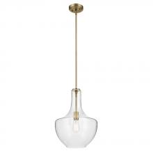  42046NBRCS - Everly 19.75" 1-Light Bell Pendant with Clear Seeded Glass in Brushed Nickel