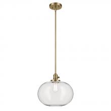  43911NBR - Avery 14" 1-Light Globe Pendant with Clear Seeded Glass in Natural Brass