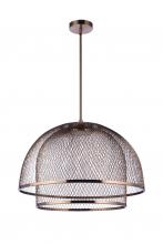  P1006SB-LED - 24.25â€ Diameter Sculptural Statement Metal Mesh Dome 2 Shade Pendant in Satin Brass