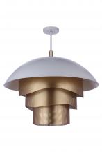  P1011MWWMG-LED - 31.25â€ Dia Sculptural Statement Dome Pendant w/ Perforated Metal Shades in Matte White/Matte Gold