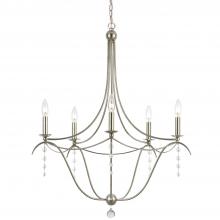  435-SA - Metro 5 Light Crystal Antique Silver Chandelier