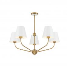  XAV-B9315-VG-WH - Xavier 5 Light Vibrant Gold + White Chandelier