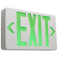  67/100 - Green LED Exit Sign, 90min Ni-Cad backup, 120/277V, Single/Dual Face, Universal Mounting