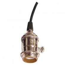  80/2274 - On/Off Lampholder; 4 Piece Stamped Solid Brass; Prewired; Uno Ring; 6 Foot 18/2 SVT Black Cord;