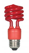 Satco Products Inc. S7271 - 13 Watt; Mini Spiral Compact Fluorescent; Red Color; Medium base; 120 Volt