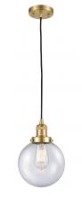  201C-SG-G204-8-LED - Beacon - 1 Light - 8 inch - Satin Gold - Cord hung - Mini Pendant