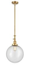  206-SG-G204-12-LED - Beacon - 1 Light - 12 inch - Satin Gold - Stem Hung - Mini Pendant