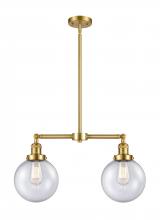  209-SG-G204-8-LED - Beacon - 2 Light - 25 inch - Satin Gold - Stem Hung - Island Light