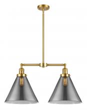  209-SG-G43-L-LED - Cone - 2 Light - 21 inch - Satin Gold - Stem Hung - Island Light