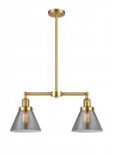  209-SG-G43-LED - Cone - 2 Light - 21 inch - Satin Gold - Stem Hung - Island Light