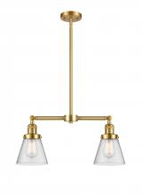  209-SG-G64-LED - Cone - 2 Light - 21 inch - Satin Gold - Stem Hung - Island Light