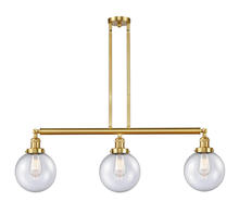  213-SG-G204-8-LED - Beacon - 3 Light - 41 inch - Satin Gold - Stem Hung - Island Light