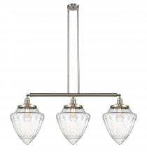  213-SN-G664-12-LED - Bullet - 3 Light - 40 inch - Brushed Satin Nickel - Stem Hung - Island Light