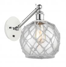 Innovations Lighting 317-1W-WPC-G122-8RW-LED - Farmhouse Rope - 1 Light - 8 inch - White Polished Chrome - Adjustable Sconce