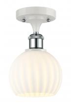  516-1C-WPC-G1217-6WV - White Venetian - 1 Light - 6 inch - White Polished Chrome - Semi-Flush Mount