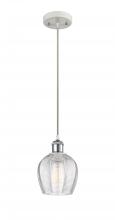  516-1P-WPC-G462-6-LED - Norfolk - 1 Light - 6 inch - White Polished Chrome - Cord hung - Mini Pendant