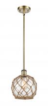  516-1S-AB-G122-8RB-LED - Farmhouse Rope - 1 Light - 8 inch - Antique Brass - Mini Pendant