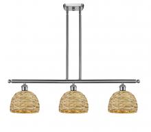  516-3I-SN-RBD-8-NAT - Woven Rattan - 3 Light - 36 inch - Satin Nickel - Multi Pendant