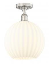  616-1F-SN-G1217-12WV - White Venetian - 1 Light - 12 inch - Brushed Satin Nickel - Semi-Flush Mount