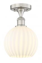  616-1F-SN-G1217-8WV - White Venetian - 1 Light - 8 inch - Brushed Satin Nickel - Semi-Flush Mount