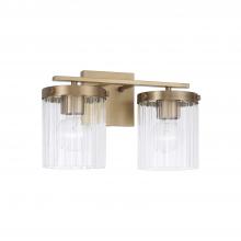  156221AD-555 - 2-Light Vanity in Aged Brass with Clear Beveled Fluted Glass