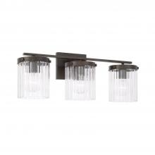  156231OR-555 - 3-Light Vanity in Oil Rubbed Bronze with Clear Beveled Fluted Glass