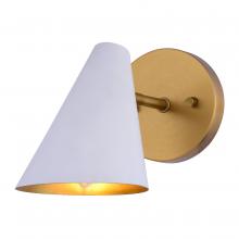  W0502 - Pryce 4.5-in. Wall Light Matte White and Satin Brass