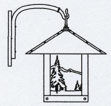  TRB-16MNGW-BK - 16" timber ridge wall bracket with mountain filigree