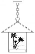  TRH-16PTGW-BK - 16" timber ridge pendant with palm tree  filigree