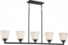 Nuvo 60/5555 - Mobili - 5 Light Island Pendant with Satin White Glass - Aged Bronze Finish