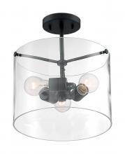  60/7278 - Sommerset - 3 Light Semi-Flush with Clear Glass - Matte Black Finish