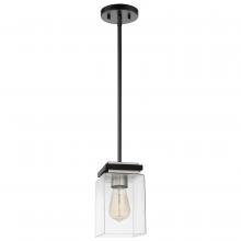 Nuvo 60/7650 - Crossroads; 1 Light Mini Pendant; Matte Black with Clear Glass