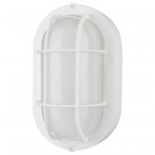  62/1388 - LED Small Oval Bulk Head Fixture; White Finish with White Glass